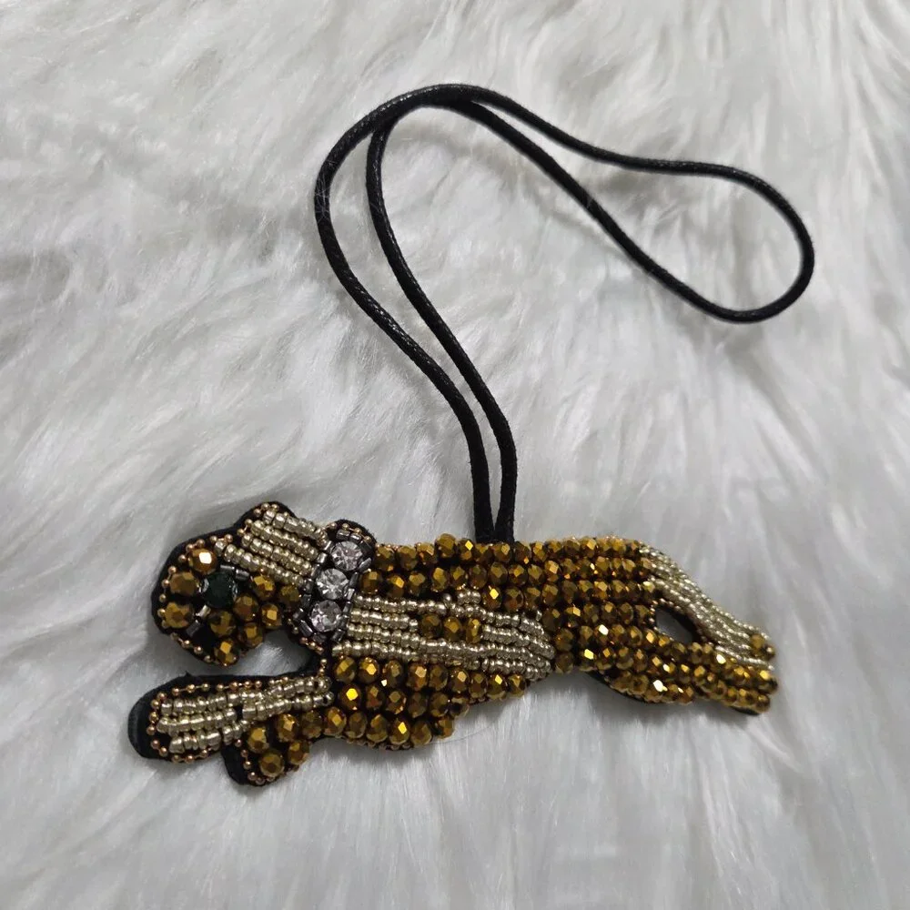 Beaded Leopard Design Bag Charm